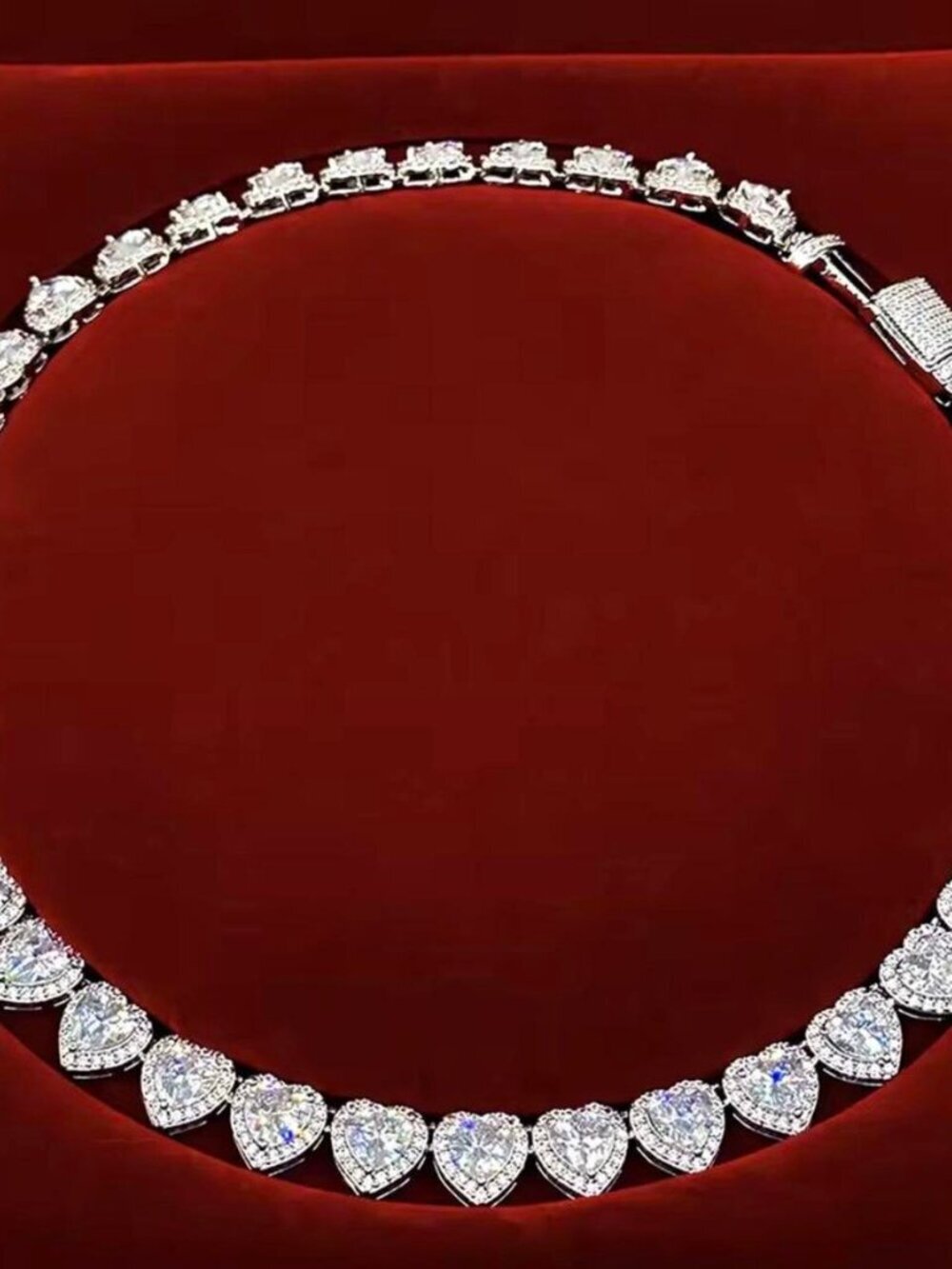 Iced Out Heart gold Tennis Necklace 16inch - Picture 4 of 5